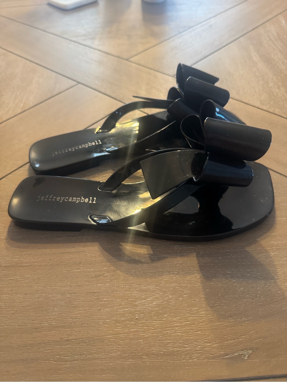 Jeffrey Campbell Black Bow Jelly Slide Sandals - Picture 4 of 9